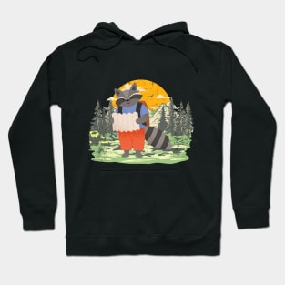 Adventurous Raccoon on A Hike Hoodie